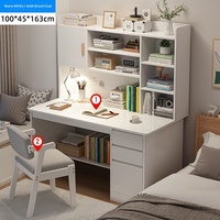 Bureau d'ordinateur intégré avec chaise, bureau d'étude non pliable, sans roulettes, non réglable, avec étagère bibliothèque pour la maison