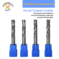 Fraise de compression CNC Warrior en carbure monobloc, queue de 8 mm, revêtement AlTiN/TiN, coupe ascendante et descendante de 6 mm, 3 cannelures, OEM