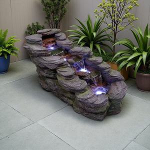 Fuente de agua para jardín Zen, <span class=keywords><strong>luces</strong></span> <span class=keywords><strong>LED</strong></span>, 2 uds., montado, gran cemento, río, <span class=keywords><strong>cascada</strong></span>, elegante, Artificial, Patio, decoración de jardín - Product Image 5