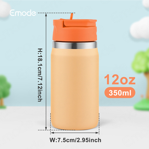 Bouteille d'eau isotherme pour enfants 12oz avec poignée, en acier inoxydable, anti-fuite, sans BPA, réutilisable pour l'école, les voyages et la salle de sport - Product Image 4