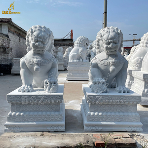 Tiananmen-estatua tradicional china de perros Fu, escultura de Leones cuadrados de mármol - Product Image 4