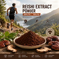 Extrait de champignon Reishi de haute pureté en poudre, extrait de Ganoderma Lucidum, 20% de bêta-glucanes, triterpènes pour soutenir l'immunité