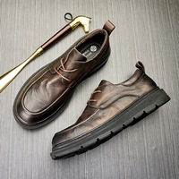Brounvanm – chaussures décontractées en cuir de vache pour hommes, style britannique, semelles épaisses, respirantes, antidérapantes, à lacets, pour jeunes, toutes saisons