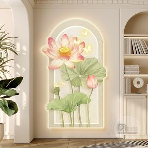 Lampe murale LED décorative pour la maison, peinture sur toile avec cadre floral, idéale pour le salon, crée un magnifique fond. - Product Image 5