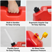 CARFU 25L Bidon d'essence portable carré avec trou de verrouillage central, réservoir de gaz de secours en PE, montable hors route, bidon anti-fuite