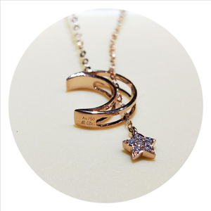 Oro puro de la joyería de las mujeres collar 18K oro Real <span class=keywords><strong>estrella</strong></span> y Luna collar de capa COLLAR COLGANTE de diamantes - Product Image 1