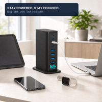Chargeur GaN 520W multi-ports 8 ports avec écran, 4C PD100W 4A QC30W, PPS PD QC, charge rapide pour ordinateur portable et appareil photo