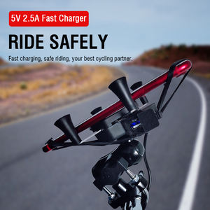 <span class=keywords><strong>Support</strong></span> de téléphone portable pour <span class=keywords><strong>moto</strong></span> en alliage d'aluminium ABS avec câble USB et charge USB, fixation sur guidon ou rétroviseur - Product Image 2