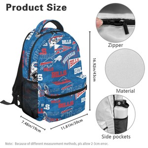 Mochila Unisex Personalizada con Estampado de los <span class=keywords><strong>Buffalo</strong></span> Bills de la <span class=keywords><strong>NFL</strong></span>, de Poliéster, con Tirantes Curvos para Estudiantes de Secundaria - Product Image 3