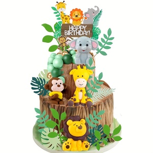 1 Pezzo Decorazione per <span class=keywords><strong>Torta</strong></span> di Compleanno con Animali Giraffa Leone Elefante Scimmia per Baby Shower e Feste di Compleanno di Bambini e Bambine - Product Image 5