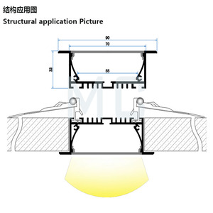 T Loại Lõm Nhôm <span class=keywords><strong>Composite</strong></span> <span class=keywords><strong>Panel</strong></span> Profile Đối Với LED Strips Dải Rộng Phẳng Led Nhôm Hồ Sơ/Đùn Ép Đùn - Product Image 2