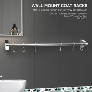 Appendiabiti da parete con 8 ganci, finitura cromata, per ingresso o bagno - Product Image 3
