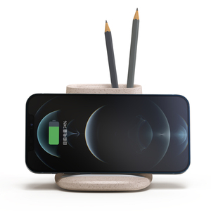 Portapenne in paglia di grano ecologico supporto per <span class=keywords><strong>telefono</strong></span> caricabatterie Wireless con hub USB e caricabatterie - Product Image 2