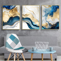 Cadre nordique moderne or bleu marbre mur Art affiches toile peinture imprime photos abstrait décor à la maison