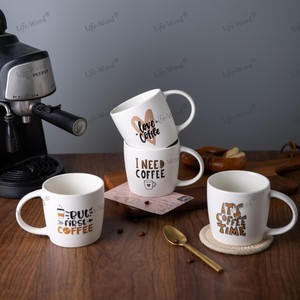 Commercio all'ingrosso moderno personalizzato semplice lettera inglese eco-friendly stile americano lavastoviglie a microonde sicuro cibo in porcellana caffè - Product Image 1