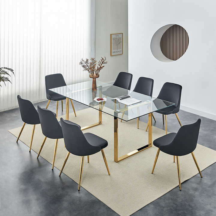 Luxury Metal Temper Glass Top Dining Table Accent Round Table Coffee ...