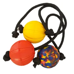 新款9厘米迷彩EVA泡沫宠物嚼狗球在绳子上训练玩