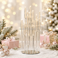 Candélabres transparents pour mariages, centres de table, décoration, 5 bras, 8 bras, candélabre en acrylique, porte-bougie LED, support de bougie