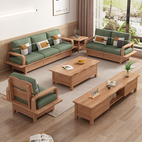 Canapé d'angle scandinave en forme de L avec base en bois de frêne massif et coussins en mousse haute densité pour appartements compacts