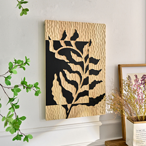 Décoration murale en bois sculpté rectangulaire rustique avec motif floral pour la maison, idéale pour le salon - Product Image 6