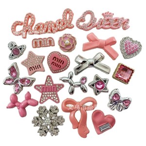 Breloques chics en résine et strass, motifs nœud, cœur, chiot, flocon de neige, pour la décoration DIY de <span class=keywords><strong>Crocs</strong></span>, pinces à cheveux et chouchous - Product Image 5