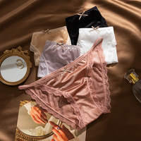 Nouvelle culotte sexy pour femme en dentelle et maille, sans couture, séchage rapide, grande taille, taille basse, unie