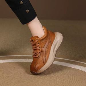 2025 Thick-Soled Rubber Outsole Retro All-Match Lace-Up Casual Shoes Soft-Soled Mesh Lining Wear-Resistant -Style - Product Image 1