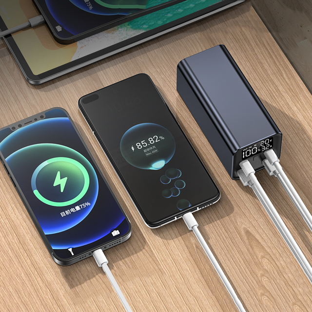 Custom High Power 65W Powebank 20000mah 2USB 2Type c Port Fast Charging Power Bank for Phone Tablet Laptop