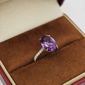 แหวนเงินแท้ 925 ประดับพลอยอเมทิสต์และเพทายจาก UM Jewelry Modern เหมาะสำหรับสวมใส่ในชีวิตประจำวันทั้งชายและหญิง เป็นของขวัญวันครบรอบแต่งงาน - Product Image 2