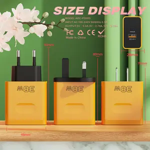 Travel Kits USB PD 38W Wall Quick Charger Adapter Type C Fast Charger For Iphone 15 14 13 Usb C PD Power Charger