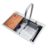 SUS 304 acier inoxydable bol unique évier de cuisine robinet intelligent tasse laveuse égouttoir traitement de Surface couleur argent