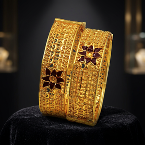 Bracelet Kada traditionnel plaqué or teinté en gros, Bracelets et joncs tendance, Bijoux bracelet Kada en laiton rempli d'or teinté. - Product Image 2