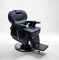 Fauteuil de Barbier Hydraulique Inclinable Moderne Tout Noir à Cadre Robuste, Vente en Gros Direct Usine pour Salons de Beauté et Barbiers