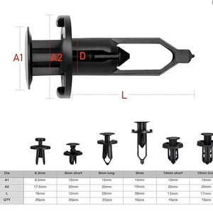 HE112 102 Piezas Clips de Sujeción Automotriz de Nylon, Remaches a Presión para Parachoques, Parrilla y Guardabarros, Kit de Reparación con Herramientas - Product Image 3