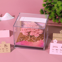 Bloc-notes 3D personnalisé, calendrier, arbre de cerisier, boîte à lumière, décoration de bureau, bloc-notes, papeterie, cadeau d'anniversaire pour fille, cadeau de Noël pour enfants