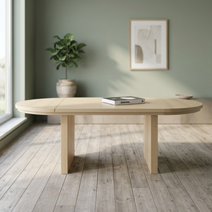 Mesa de Centro de Madera Minimalista, Moderna y Extensible, Mueble de Salón con Diseño Ovalado - Product Image 4