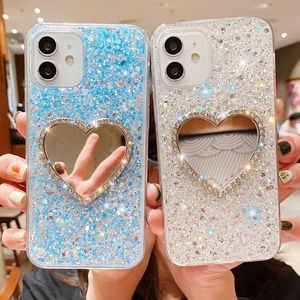 Custodia per cellulare con specchio glitterato per Iphone 11 12 13 Pro Max X Xs Xr 8 7 <span class=keywords><strong>Se</strong></span> <span class=keywords><strong>2020</strong></span> Bling paillettes custodia in Silicone per donna - Product Image 2