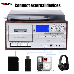 Tourne-disque rétro multifonctionnel USB, lecteur de vinyle, <span class=keywords><strong>CD</strong></span>, <span class=keywords><strong>radio</strong></span>, cassette, FM/AM, phonographe vintage, lecteur de disques vinyles, vente chaude - Product Image 3