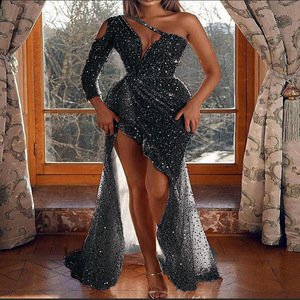 Think 2025 Nuovi Arrivi <span class=keywords><strong>Abiti</strong></span> Eleganti Monospalla di Lusso da Donna Abito da Sera di Design Asimmetrico con Paillettes Color Ottanio - Product Image 6