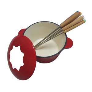 Marmite à <span class=keywords><strong>fondue</strong></span> en fonte émaillée, très vendue, 6 fourchettes, usage domestique et commercial, compatible cuisinière à <span class=keywords><strong>gaz</strong></span>, prix de gros pour les moules à chocolat - Product Image 3