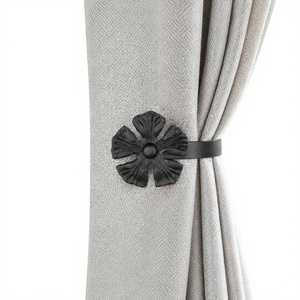 Flower Shaped Iron Metal <b>Curtain</b> <b>Tie</b> <b>Backs</b> <b>Black</b> Finished Eco-Friendly Modern Contemporary Design Easy Installation Living Room - Product Image 1