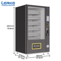 Máquina Expendedora LERKE con Puerta Transparente Inteligente, Máquina Expendedora de Alimentos con Casillero de Almacenamiento para Escuelas, Calles, Centros Comerciales y Metro