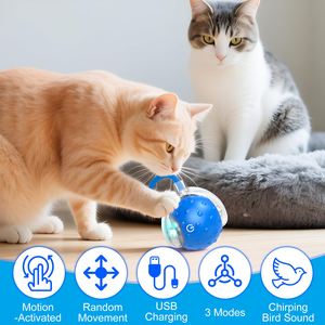 Balle interactive électrique intelligente pour chat, avec appels d'oiseaux, jouet roulant pour animaux de compagnie, jouets de mouvement interactifs pour animaux, en promotion - Product Image 2