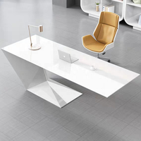 Offres Spéciales en bois brillant L forme maison intelligente Style nordique rose et blanc couleur moderne exécutif PDG ordinateur bureau complet