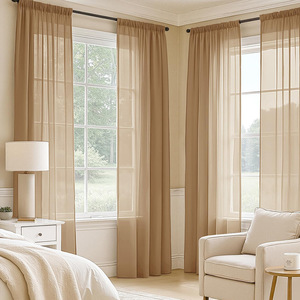Cortina XinLan Personalizable de Poliéster y Algodón con Ojales, Estilo Americano de Lujo, Semiopaca para Sala de Estar - Product Image 1