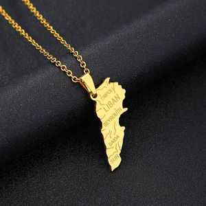 Vintage Stainless Steel Lebanon Flag Drip Oil <b>Map</b> Pendant Necklace for Men & Women Unisex Link Chain Gift - Product Image 5
