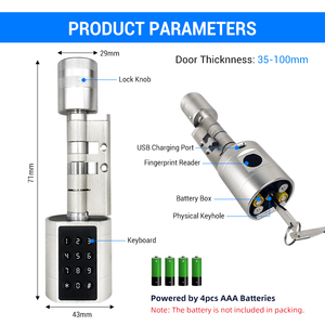 Khóa cửa thông minh vân tay mật mã Wifi chống nước kiểu châu Âu dành cho cửa gỗ nhà ở khách sạn căn hộ - Product Image 4