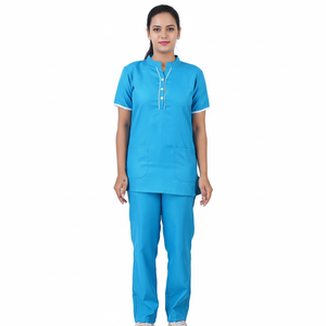 Uniforme de Enfermera Personalizado para Mujer, Cómodo, de Manga Corta, Transpirable, de Spandex y Poliéster Tejido para Uso Médico - Product Image 1