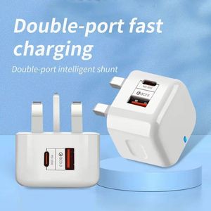 20W A+C Dual Usd Power <b>Adapter</b> UK <b>Plug</b> Fast Charging Cell Phone Charger - Product Image 4
