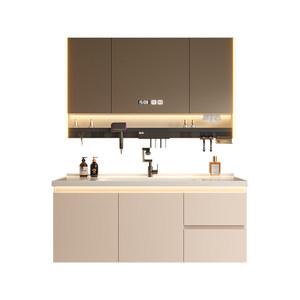 New smart bathroom cabinet combination hand wash basin cabinet bathroom hot curved integrated basin wash basin - Product Image 1